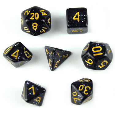 Glitter in Black Acrylic - 7pcs RPG Mini Dice Set
